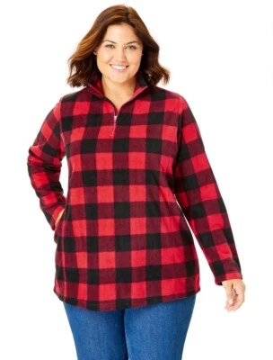 Woman Within Plus Size Microfleece Quarter-Zip Pullover Top Jacket Size 1X - Image 1 of 4