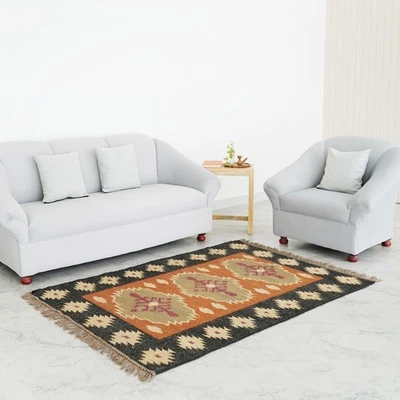 Alfombra marroquí, alfombra Kilim de lana y yute tejida a mano, alfombra para áreas naturales, alfombra personalizada Foto 1 de 4