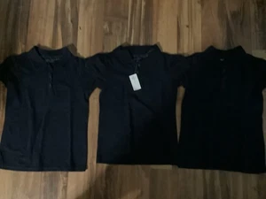 3 NWT - Gap Girls Uniform Polo Shirt Sz 8 Navy Blue 5% Spandex Short Sleeve - Picture 1 of 5