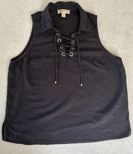Michael Kors Sleeveless Linen Top Lace Up Grommets Whimsigoth Steampunk SzLarge - Picture 1 of 5