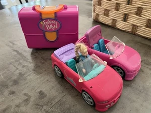 Fashion Poly Pocket Suitcase Bedroom Set Closet Bed 2 Cars Convertibles Vtg 2000 - Picture 1 of 14