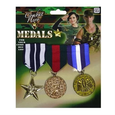 Военные 3 золотые медали армия солдат вооруженных сил карнавальный костюм аксессуар - Изображение 1 из 4