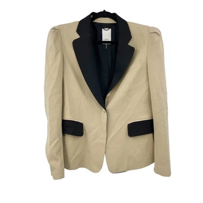 Blazer chaqueta profesional Robert Rodriguez para mujer talla 10 color tostado negro forrado con un botón Foto 1 de 4