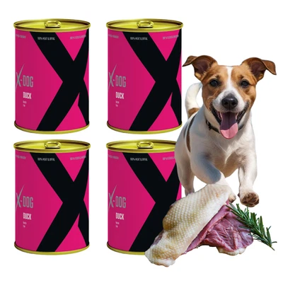 Getreidefreies Nassfutter Hund Dosen 4x 800g Hundefutter Ente Monoprotein X-DOG - Bild 1 von 4