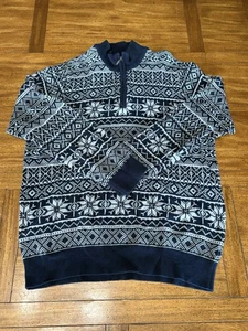 LL Bean 1/4 Zip Sweater Men’s XL Fair Isle Nordic Ski Winter Cotton #508913 - Picture 1 of 9