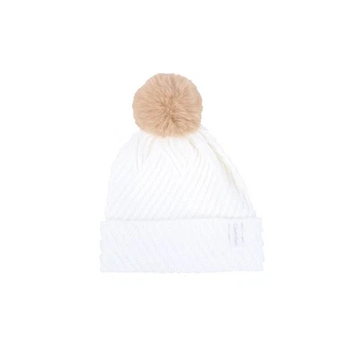 Gorro para mujer Calvin Klein tejido pompón cómodo logotipo liso blanco sistema operativo nuevo Foto 1 de 2