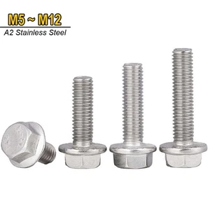 Tornillos de cabeza hexagonal con brida Tornillos hexagonales de brida A2 Acero inoxidable M5 M6 M8 M10 M12 - Imagen 1 de 55