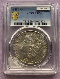 1880 O Morgan Silver Dollar PCGS AU50 - Picture 1 of 2