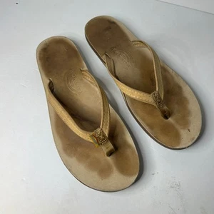 Rainbow Narrow Strap Women’s Flip Flops Sandals Size 10 Tan - Picture 1 of 5