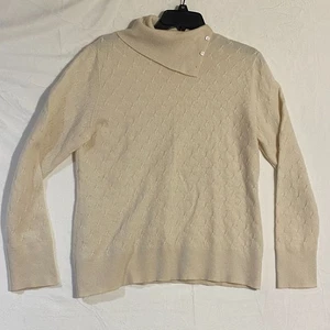 Preston & York Premiere Cashmere Sweater Womens L Ivory Turtleneck Classic - Picture 1 of 8