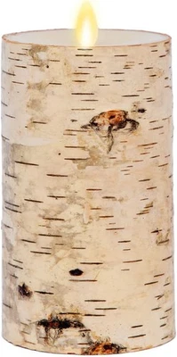 Luminara Wrapped Wood Indoor Flameless LED Candle for Decor, Birch - 3.5" x 6.5" - Image 1 of 4