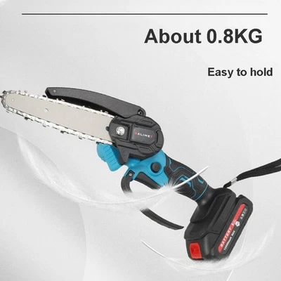 2 Battery 6'' Cordless Chainsaw Mini Electric One-Hand Saw Wood Working Cutter