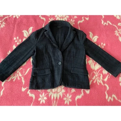 Blazer Sisley Negro Texturizado Cierre de un solo botón con bordes con flecos Talla 10 Foto 1 de 4