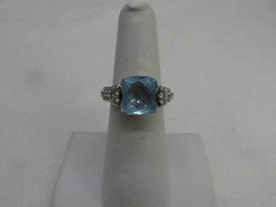 Anillo Judith Ripka Lab Cuarzo Azul y Circonitas Cúbicas Talla 6.25 Judith Ripka 925 Cz Foto 1 de 4