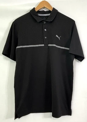 彪马男式高尔夫 Polo 衫中号二手黑色灰色 — 第 1/2 张图片