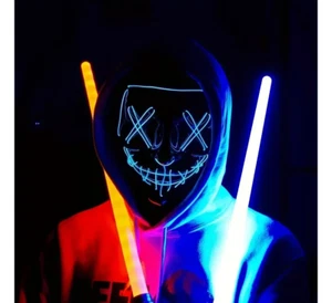 LED Light Up Luminous Mask Halloween Dress Up Costume Horror Mask - Picture 1 of 3
