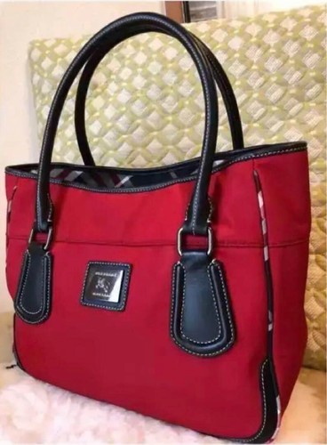 Borsa tote Burberry etichetta blu Nova check tela pelle rossa USATA originale #S1927
