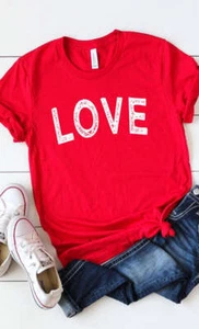 Distressed Love Graphic Tee T-Shirt - Picture 1 of 31