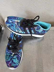 Adidas Neo Label Colorful Floral Sneakers Athletic Shoes Women's 8 Blue Purple - Picture 1 of 8