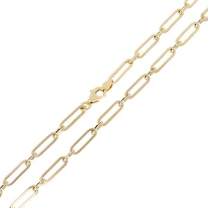 Italian 14k Yellow Gold Hollow Paper Clip Chain Necklace 19.5" 3.2mm 4 grams - Picture 1 of 5
