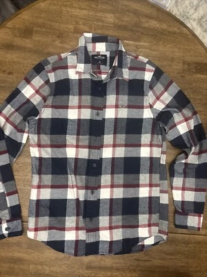 Camisa de franela a cuadros Hollister para hombre mediana roja blanca y azul nueva sin etiquetas nueva Foto 1 de 4