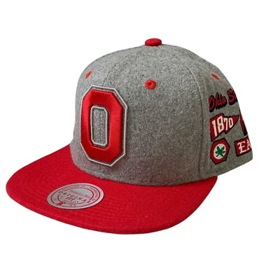 Mitchell & Ness NCAA Ohio State Buckeyes Melton Patch Snapback Hat Cap OSFM - Imagem 1 de 4
