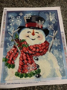 Joyful Jolly Snowman Completed Diamond Dotz DDM 9.067 Painting  Dots 14 X 17.9 - Picture 1 of 12