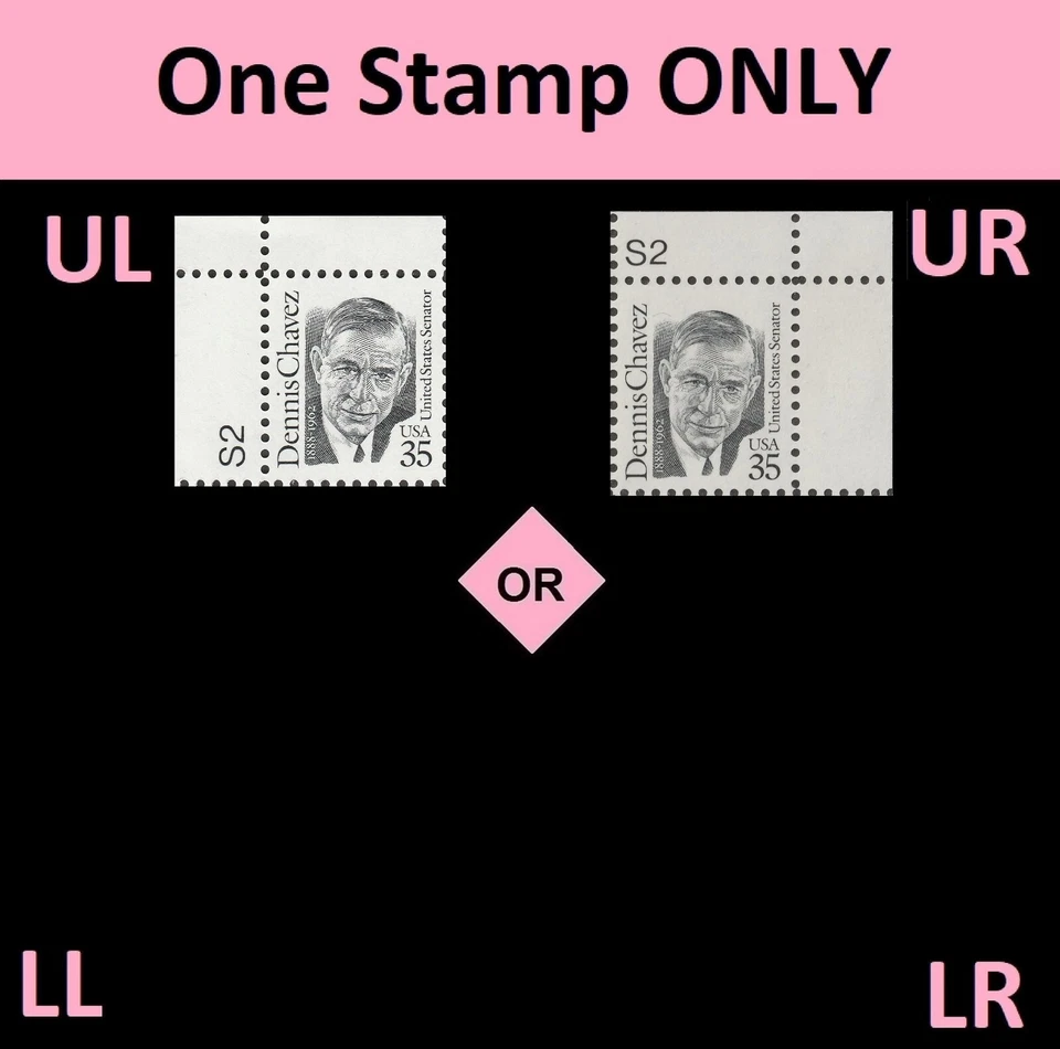 US 2186 Great Americans Dennis Chavez 35c plate single S2 MNH 1991 - Image 1 of 1
