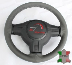 FÜR AUSTIN MINI GT 13,5'' - LEDERLENKRADBEZUG GRAU, GRAUER STIT - Bild 1 von 6