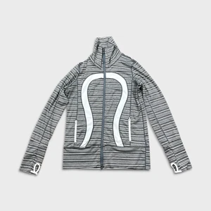 Lululemon In Stride Jacket Womens Large Gray Full Zip Hooded Active Thumbholes - Picture 1 of 8