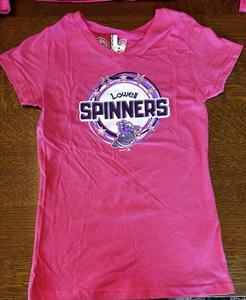 YOUTH Lowell Spinners Pink Stars v neck girls t shirt (004) - Picture 1 of 3