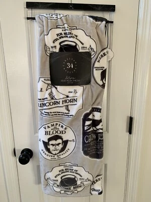 Halloween Artisan Witches Brew Velvet Plush Throw Black/White 50x70 NWT - Image 1 of 4