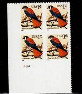 US Scott #3031, Plate Block #9999A 1999 Kestrel 1c VF MNH Lower Left - Picture 1 of 1