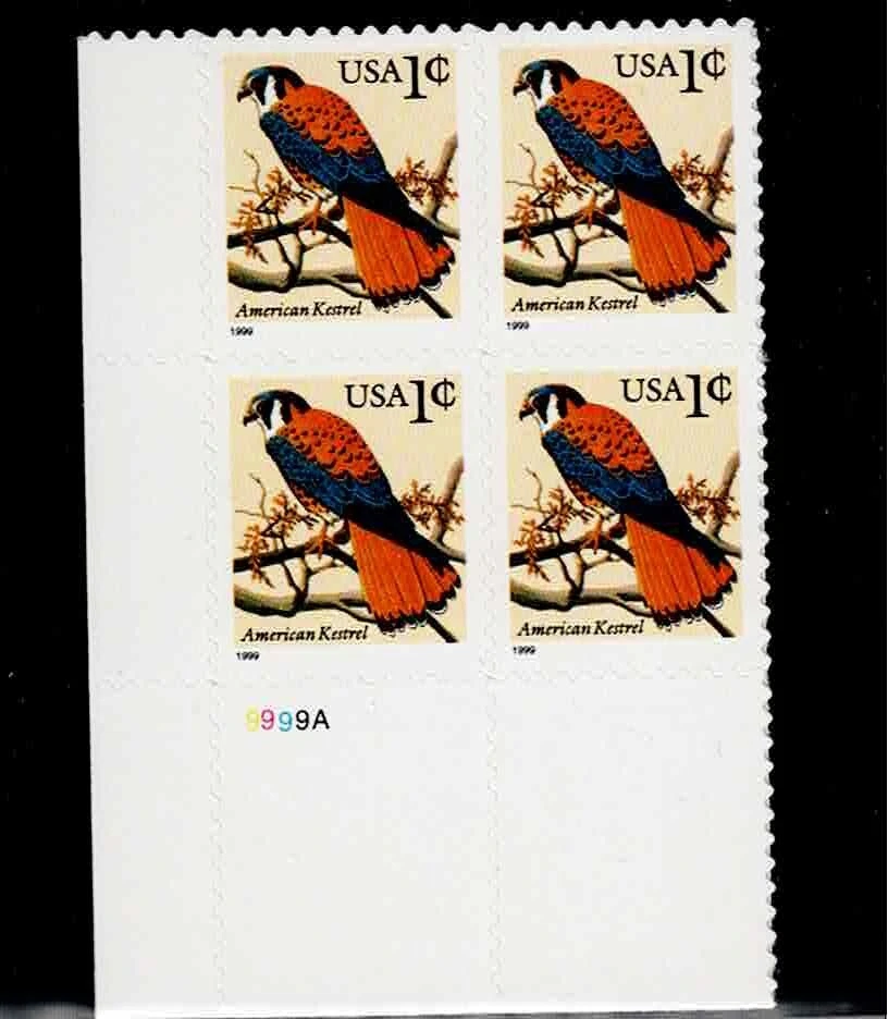 US Scott #3031, Plate Block #9999A 1999 Kestrel 1c VF MNH Lower Left - Image 1 of 1