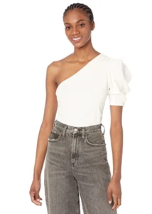 Free People Women's One-Shoulder Bodysuit Ivory Size S 3768 - Picture 1 of 2
