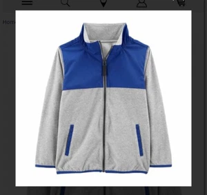 BOYS Carter's Zip Up Fleece Jacket Gray & Blue Size 8 Pre Loved - Picture 1 of 7