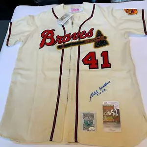 Beautiful Eddie Mathews "512 Home Runs" Signed Authentic Braves Jersey JSA COA - Picture 1 of 7