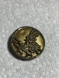 Antique Large Beautiful Metal Flower Picture Button 99-19 - Picture 1 of 5