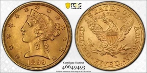 1899 Liberty Head Half Eagle Gold $5 MS 64 PCGS Secure Shield - Picture 1 of 7