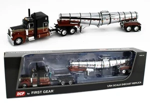 2023 DCP 1:64 *BLACK & ORANG* Peterbilt 379 63" Midroof w/CHROME Polar Tanker - Picture 1 of 8
