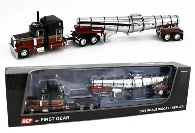 2023 DCP 1:64 *BLACK & ORANG* Peterbilt 379 63" Midroof w/CHROME Polar Tanker - Image 1 of 4