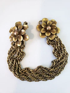 Vintage Joseff of Hollywood Armband Blumen Messing Kette - Bild 1 von 10