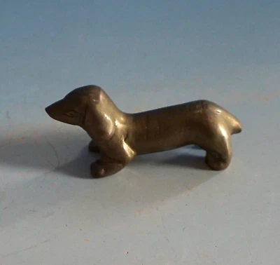 Vintage Messing Figur Hund Dackel Teckel Dog Waldi Miniatur 6,5 cm (F025-012) - Bild 1 von 3