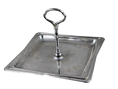 Vintage 1960s Hellerware Chromium Tidbit 9" Square Tray w/Handle - Image 1 of 4
