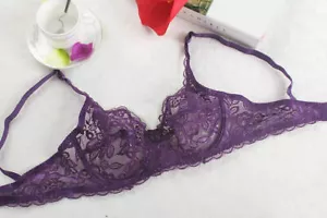 Sheer Lace Plus Size Ladies Bras See Through Bralette Sexy Floral Bra Lingerie - Picture 1 of 36