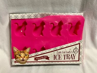 Presentville 2-Pack Cat Lady's Pink Silicone Cat Ice Trays New - Image 1 of 4