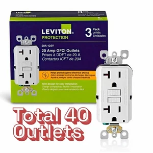 40 Outlets GFNT2-W Leviton GFNT2-4W 20A 125V GFCI White Outlets - Picture 1 of 1