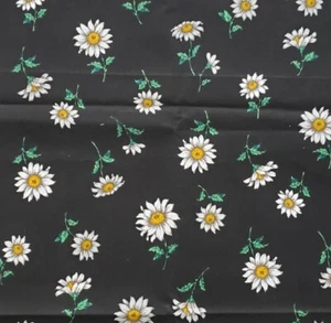 Vintage Marcus Brothers Florals on Black Cotton Fabric 49 x 45 inches whole pc - Picture 1 of 4