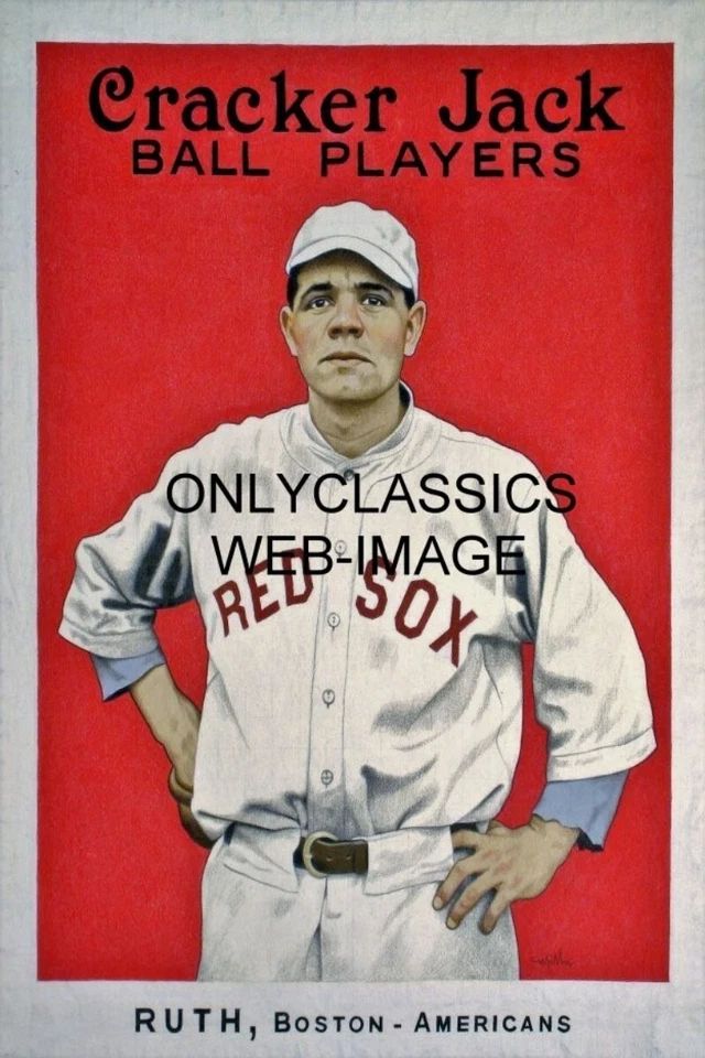 1915 BABE RUTH CRACKER JACK BALL PLAYERS BASEBALL 12X18 POSTER BOSTON RED SOX - Image 1 of 1