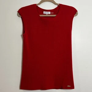 Calvin Klein Ribbed Sleeveless Top Damen M Rot Classic Knit Sweater Tank Top - Bild 1 von 5